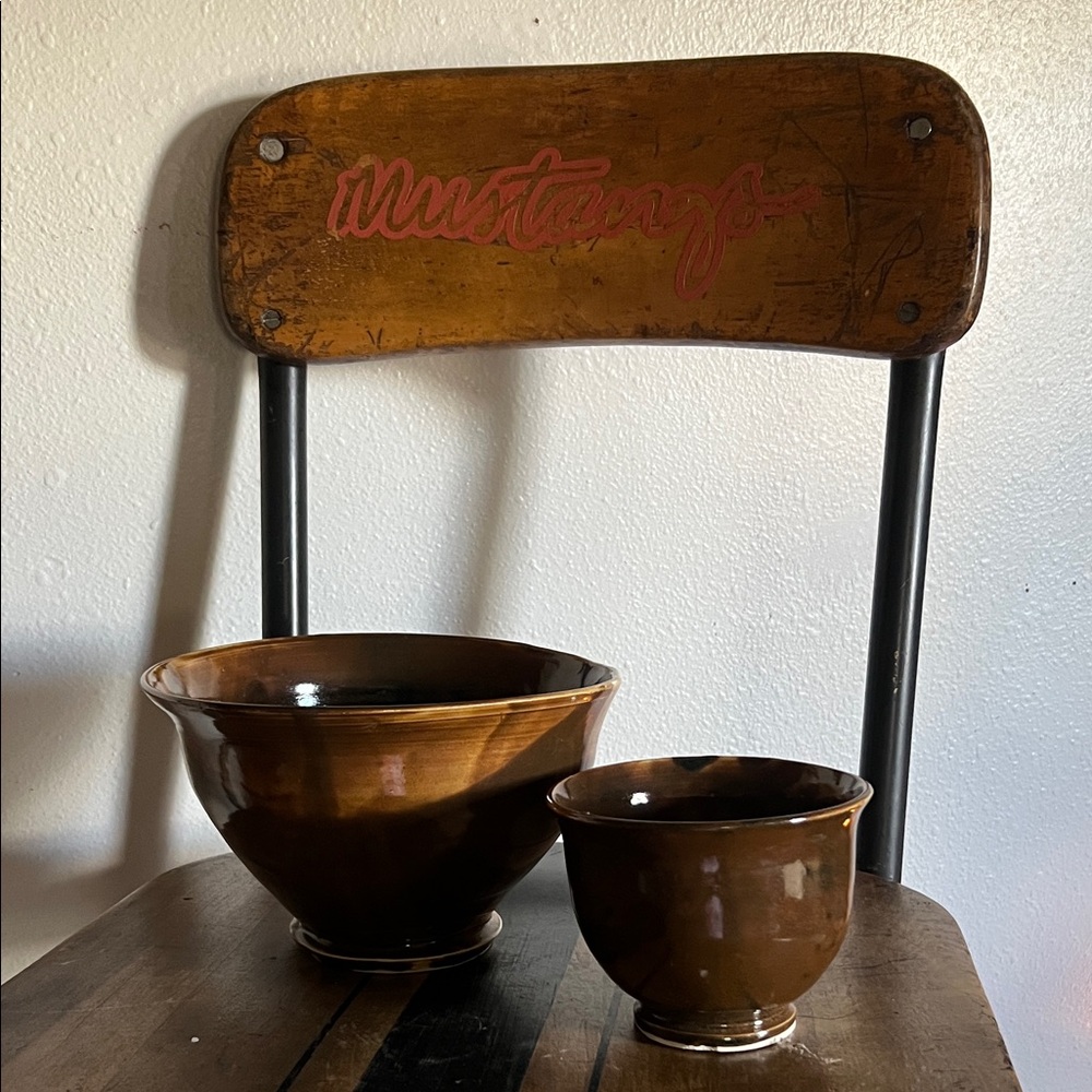 Handmade ceramic pottery bowl set medium and small